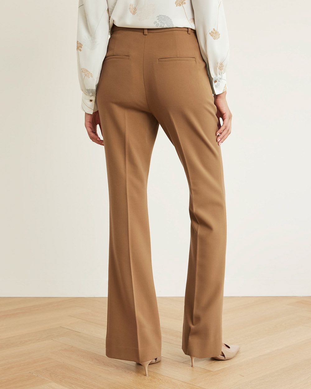 Flare-Leg High-Rise Tan Pant