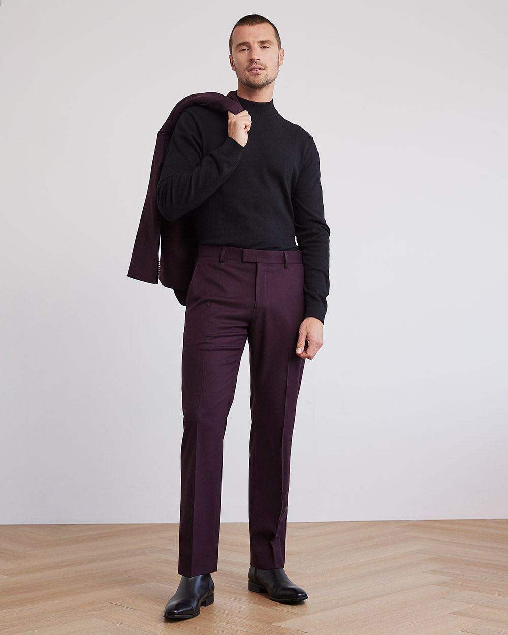 Solid Long-Sleeve Mock-Neck Sweater