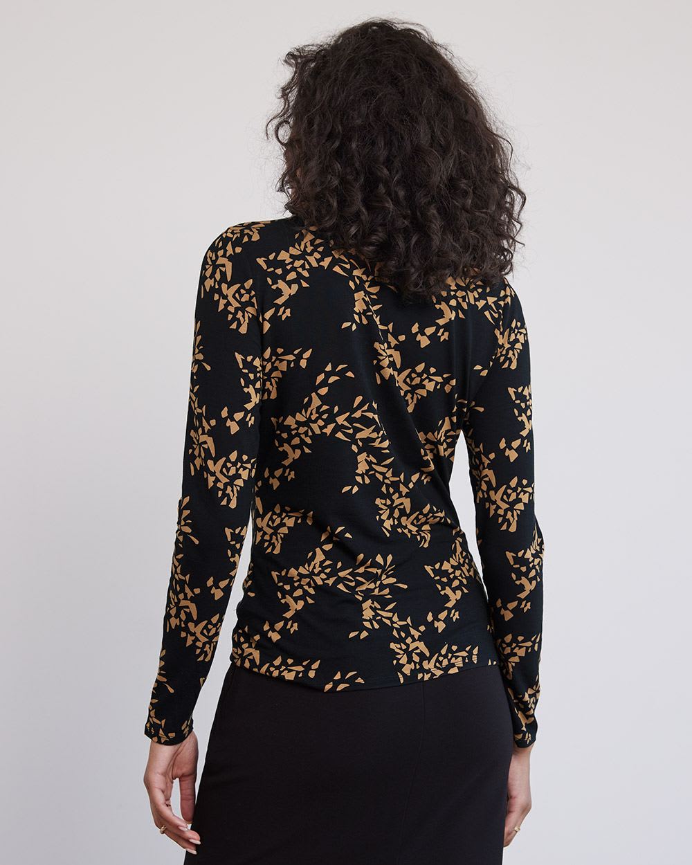 Fitted Long-Sleeve Mock-Neck Tee