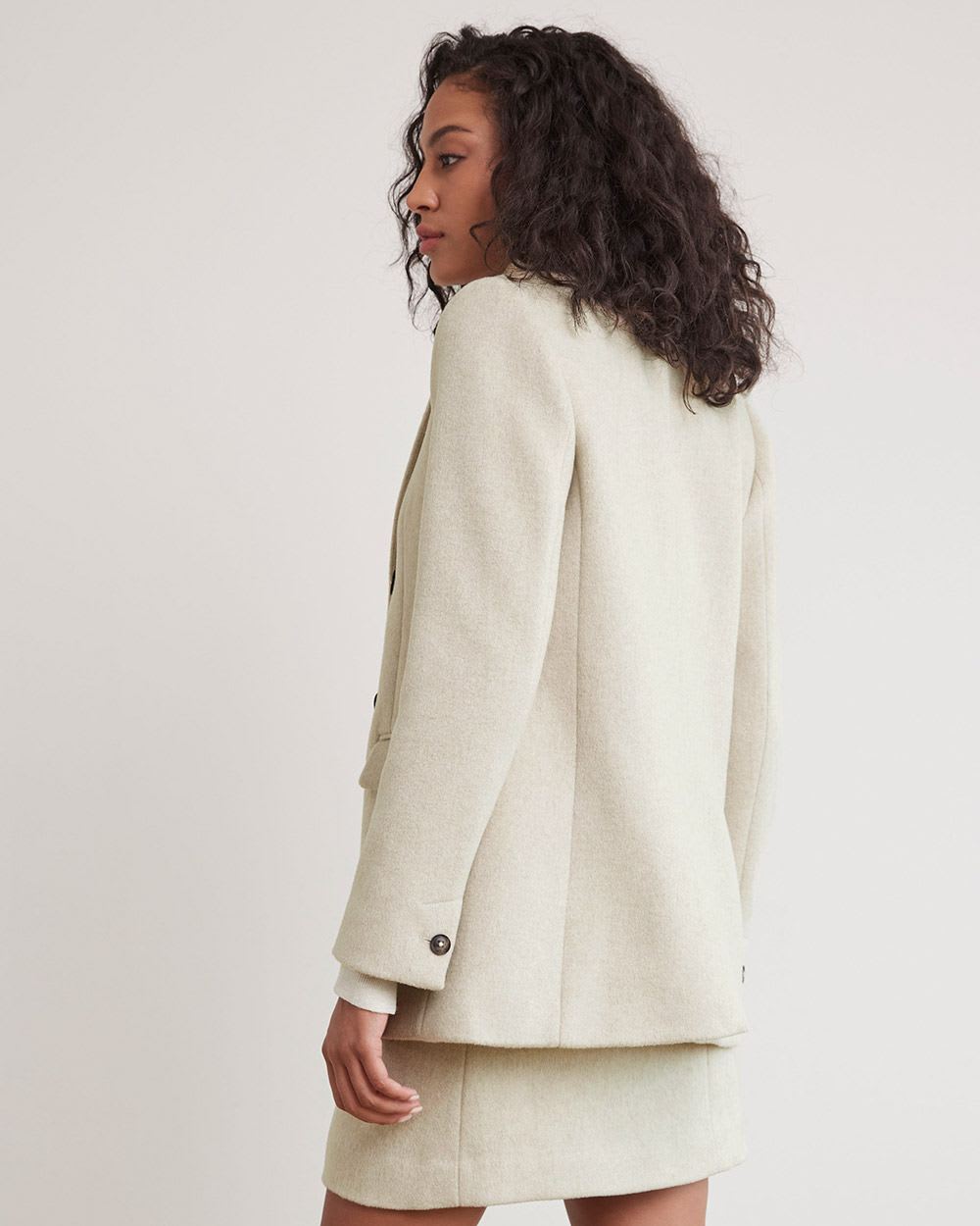 Long Double-Breasted Wool Blazer