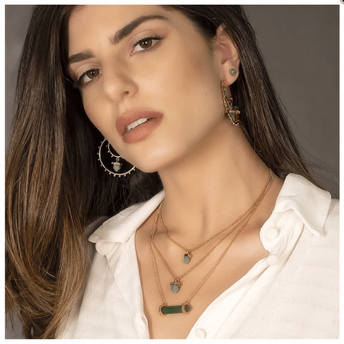 Petit Prism Necklace Green Quartz - Handmade Product