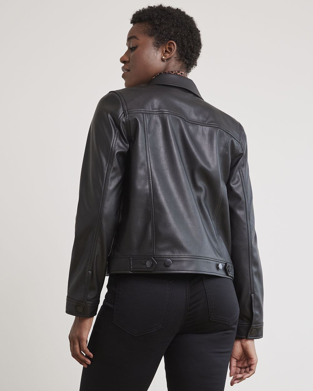 Stretch Faux Leather Jacket