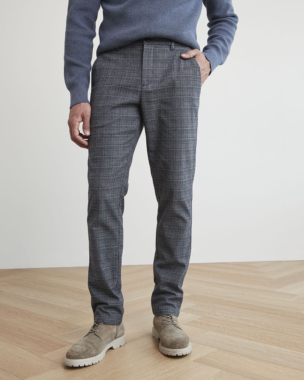Slim-Fit Houndstooth Brushed Pants