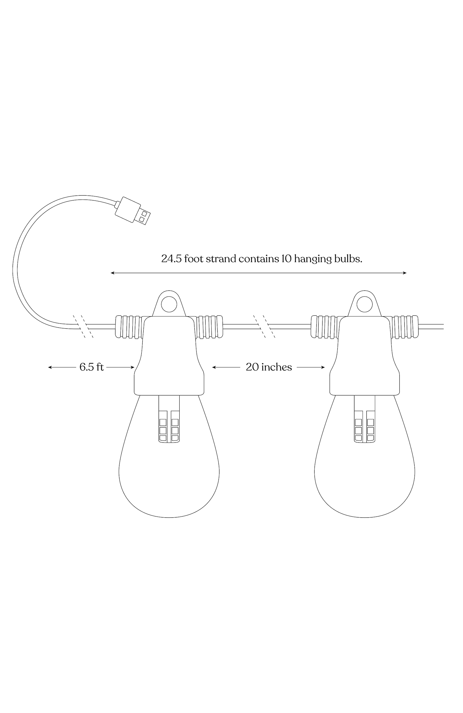Ambience Pro Led Non-hanging Bulb String Lights - S14 Bulb, 1w, 24.5 Ft, 2700k, Usb-powered