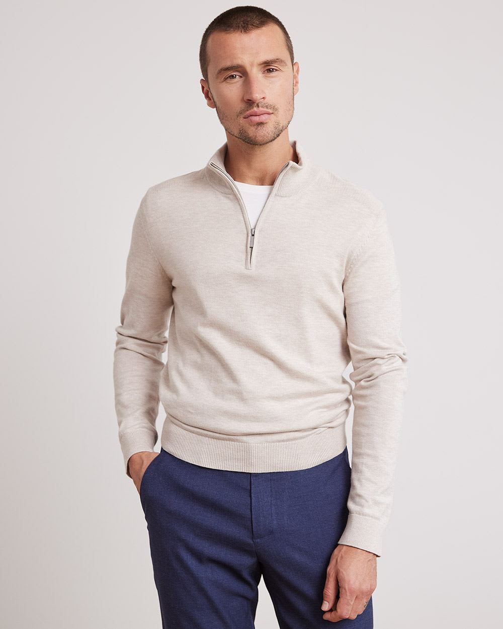 Mock-Neck Sweater with Half-Zip