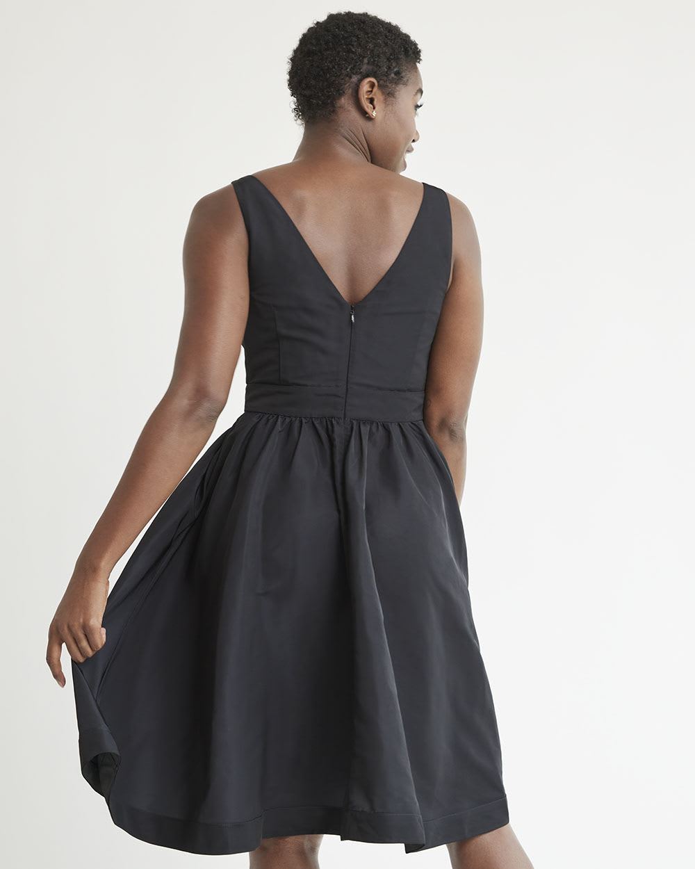 Sleeveless Fit and Flare Taffeta Dress