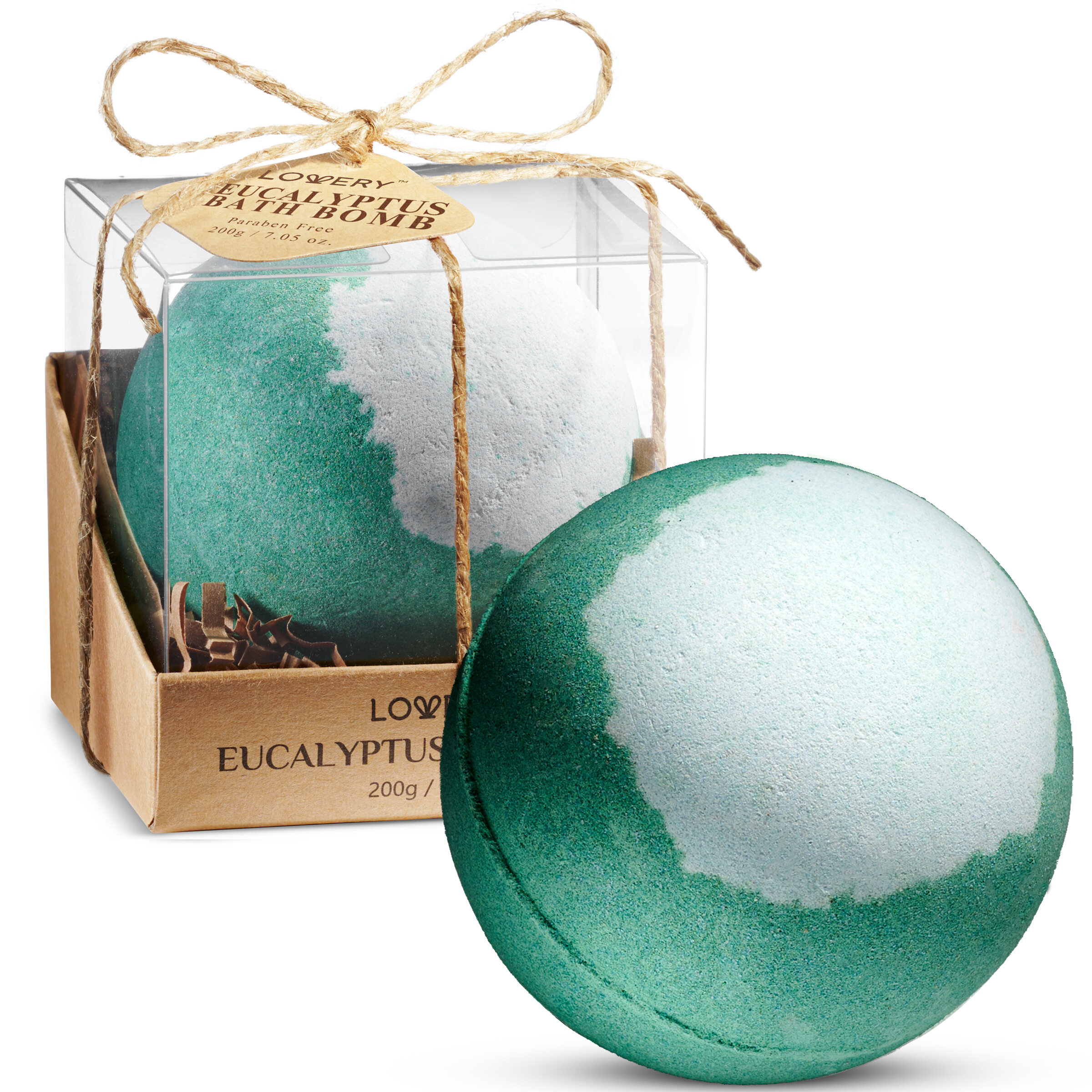 Lovery Eucalyptus Handmade Bath Bomb, 7oz Fizzy, Natural Spa Bubble Ball