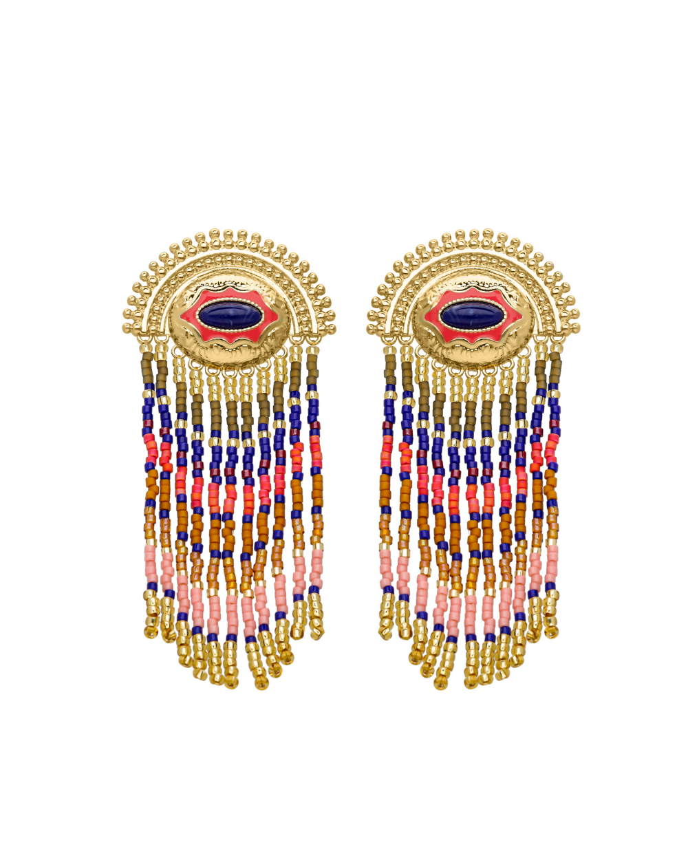 NUEVA Gold & Blue Clip Earrings