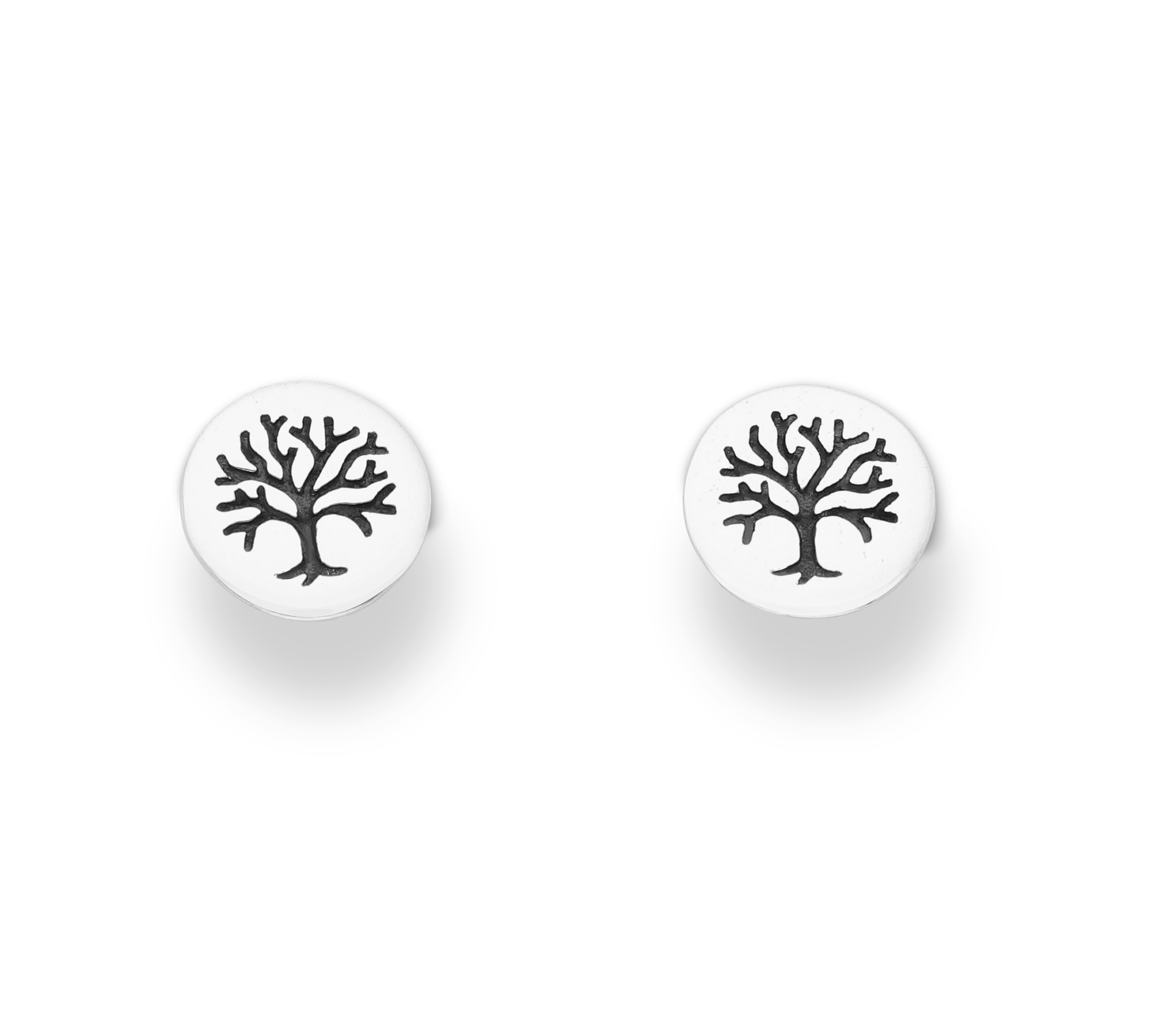 Ag Sterling - Sterling Silver Circular Tree Stud Earrings