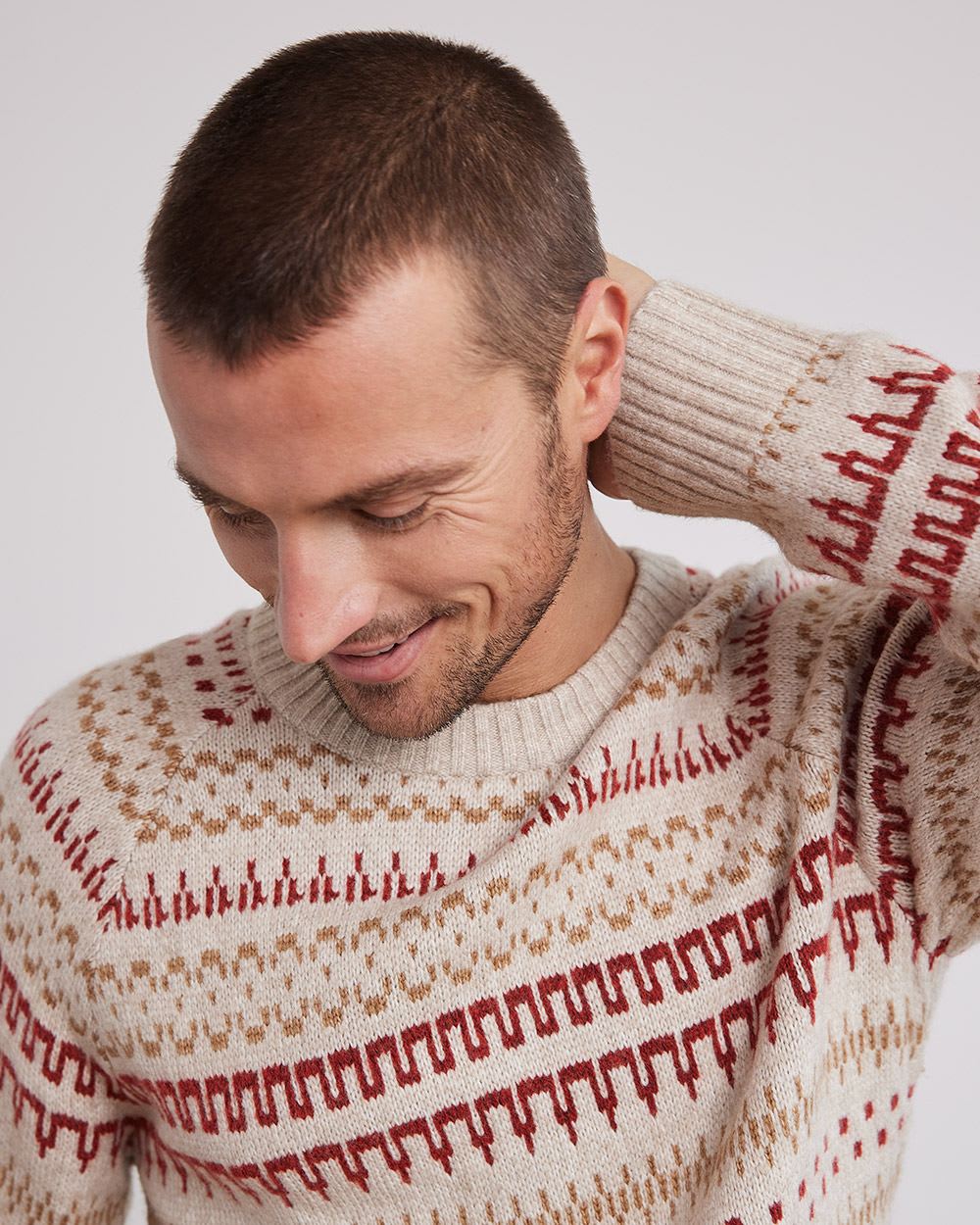 Crew-Neck Sweater with Fair Isle Pattern