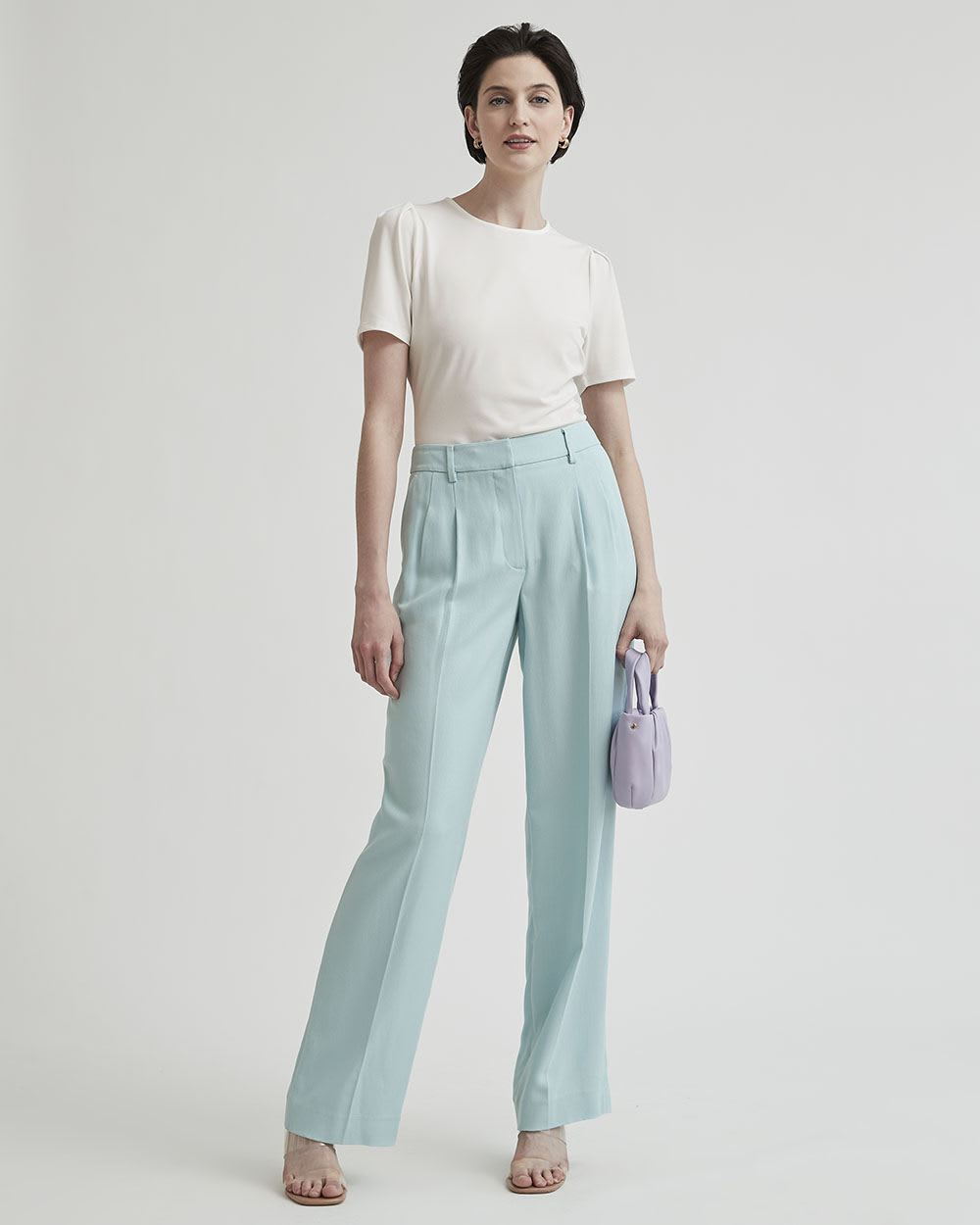 Crew-Neck T-Shirt with Short Puffy Sleeves