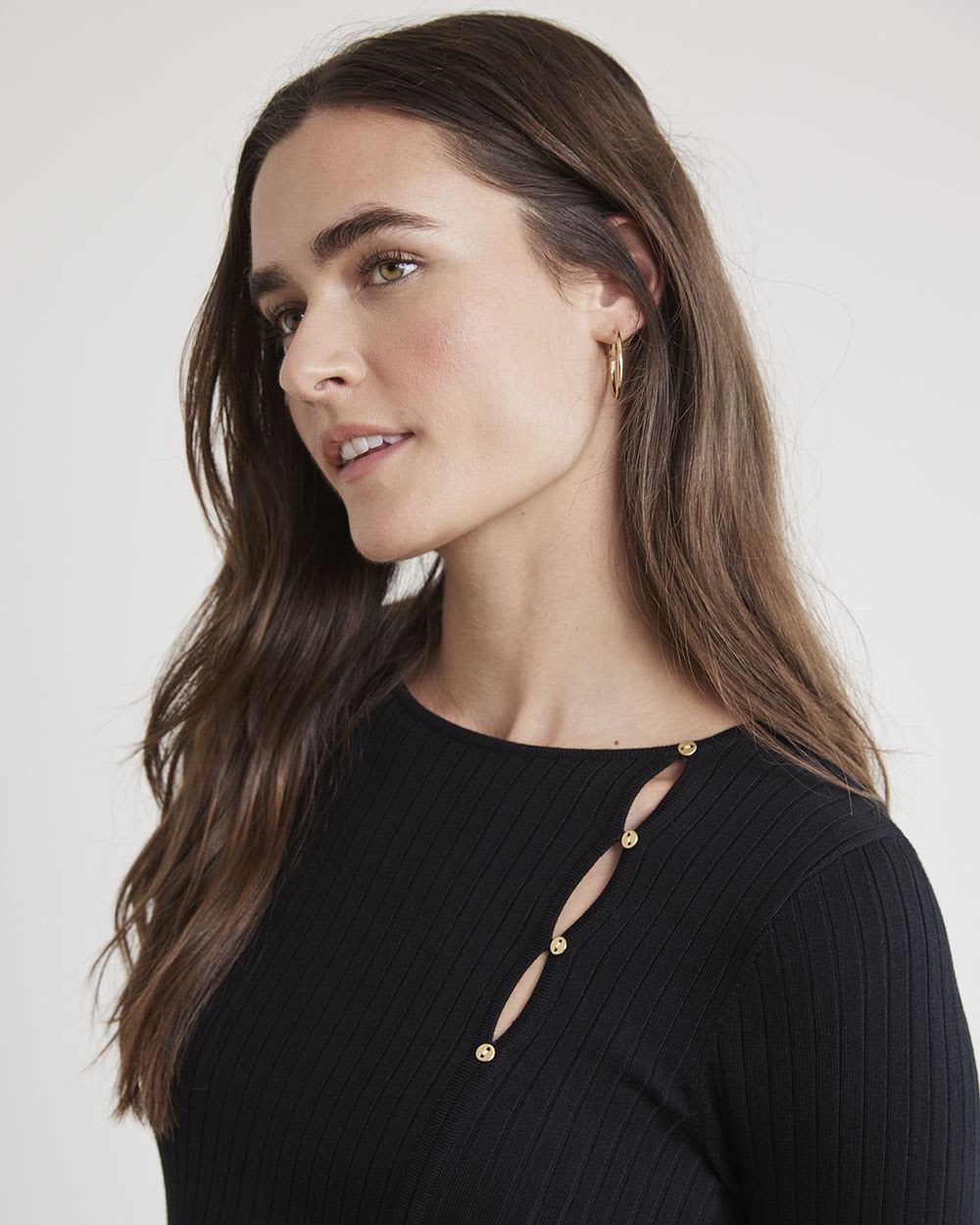 Long-Sleeve Round-Neck A-Line Mini Dress