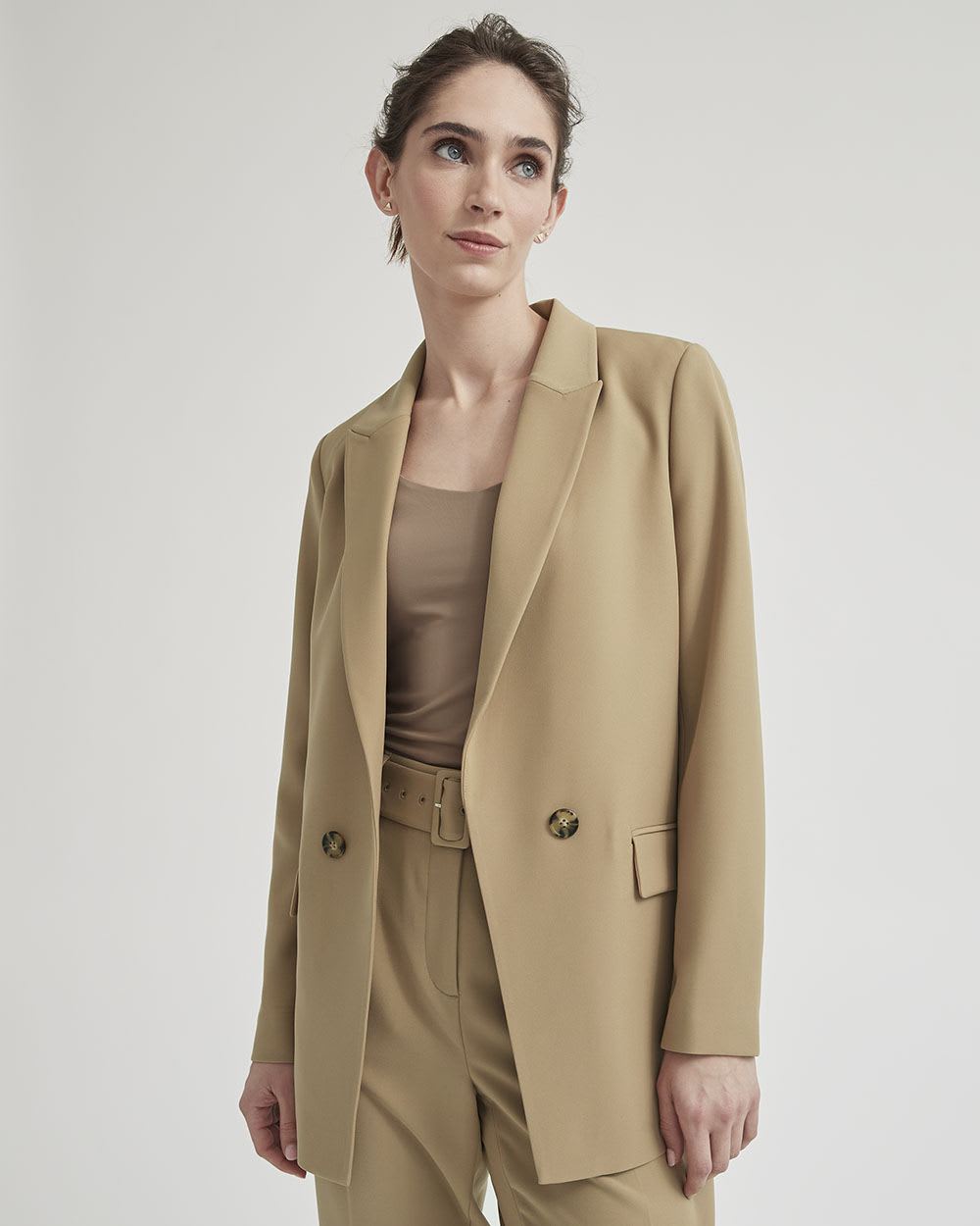 Loose Fit Open Double-Breasted Blazer