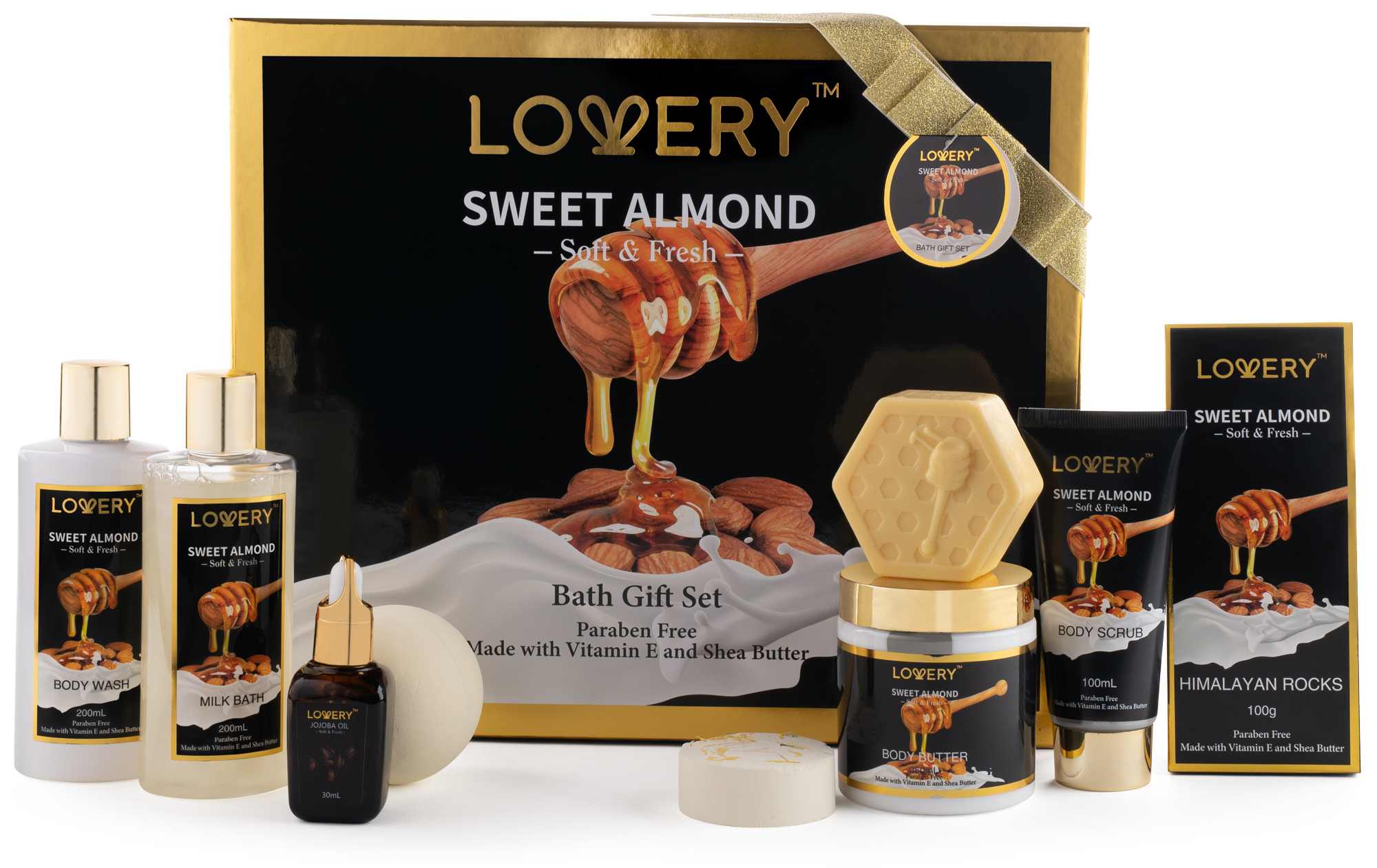 Lovery Gift Basket For Women - 10 Pc Sweet Almond Beauty & Personal Care Set