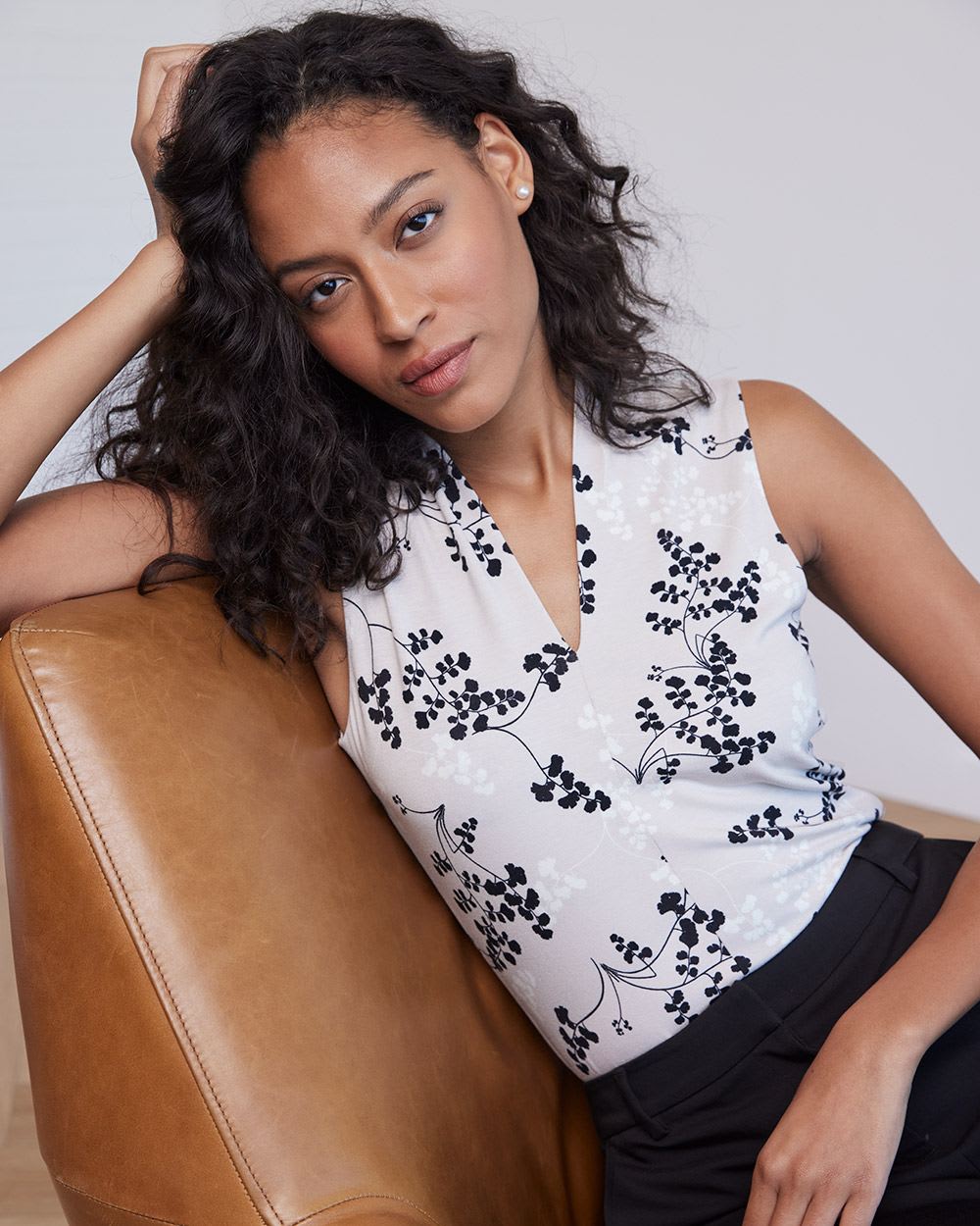 Fitted Sleeveless V-Neck T-Shirt