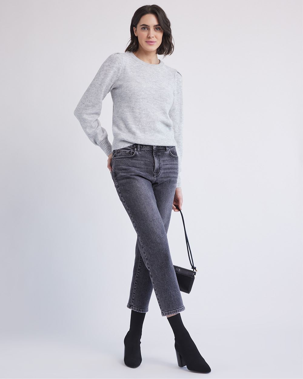 Long-Sleeve Sequins Sweater