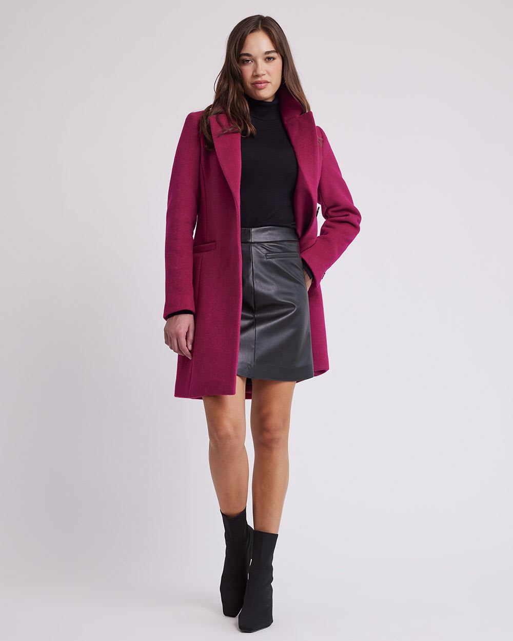 Classic One-Button Wool Coat