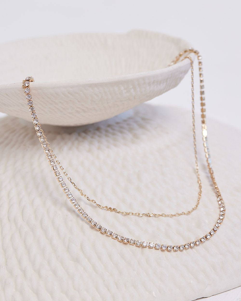 Short Double-Chain Rhinestone Necklace