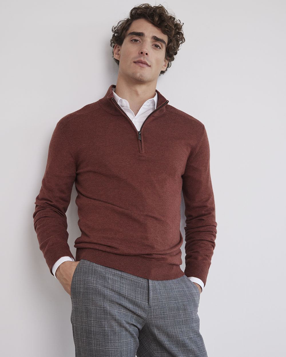 Mock-Neck Sweater with Half-Zip