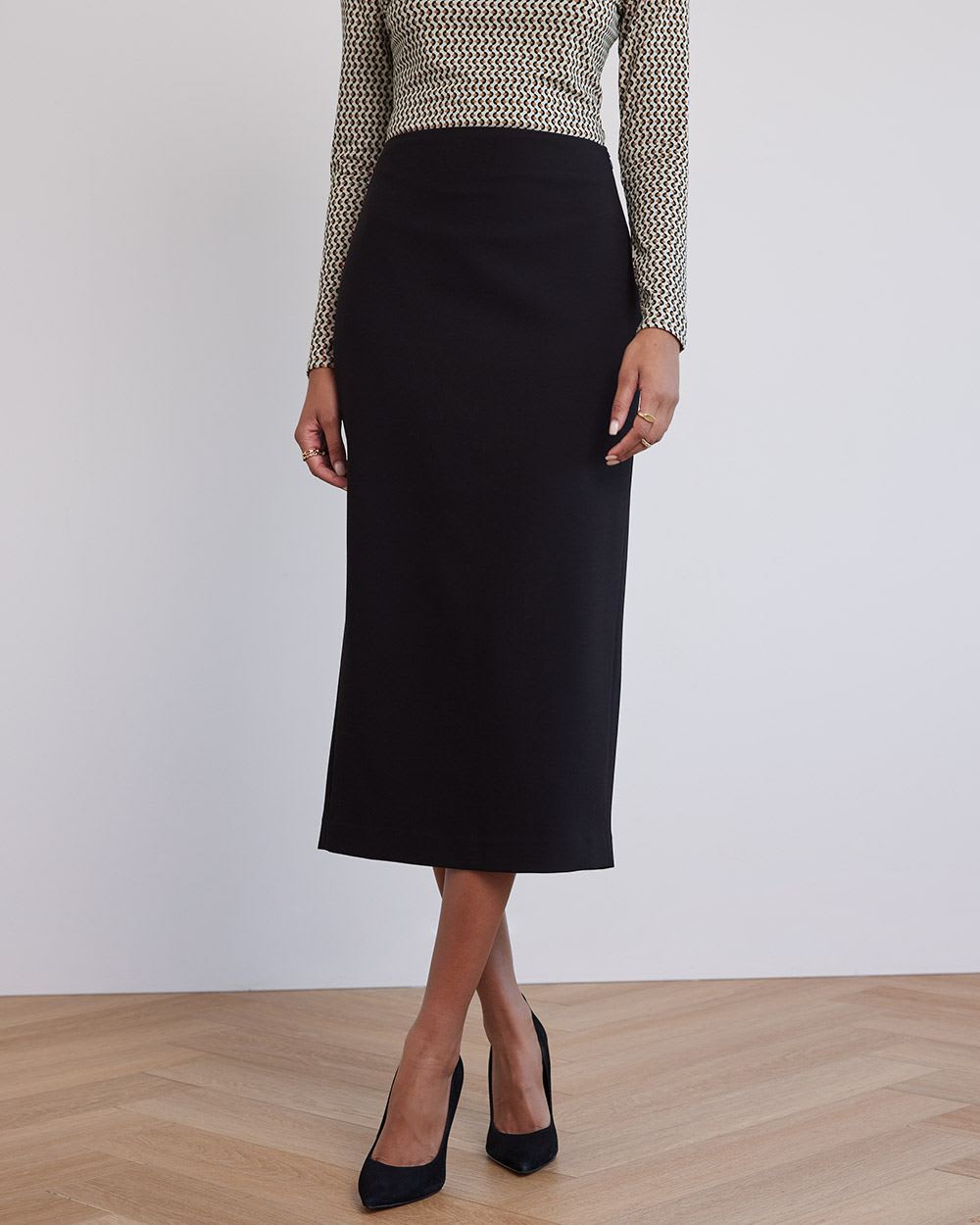 Twill Pencil Midi Skirt
