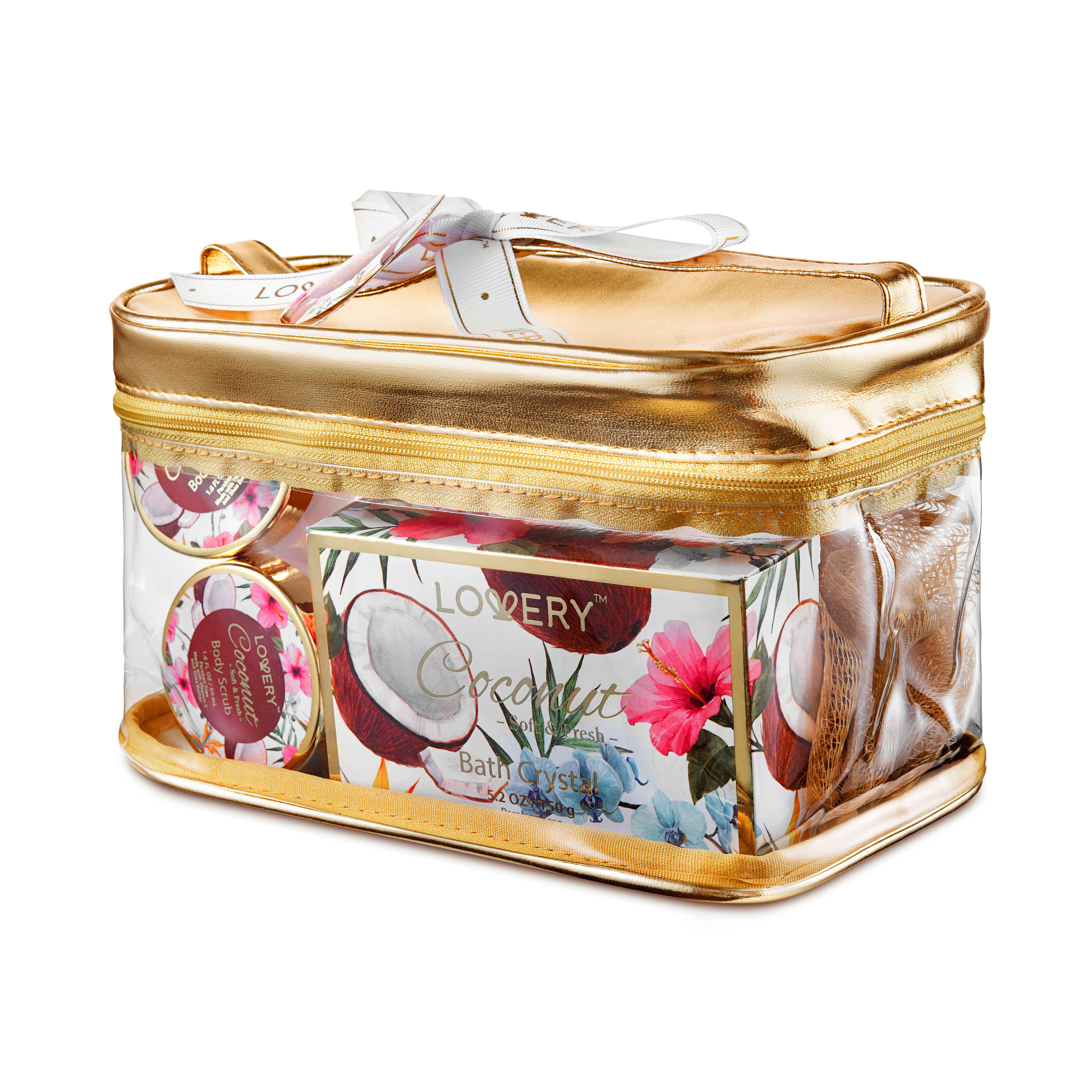 Lovery Coconut Bath And Body Kit In A Spa Bag, 8 Piece