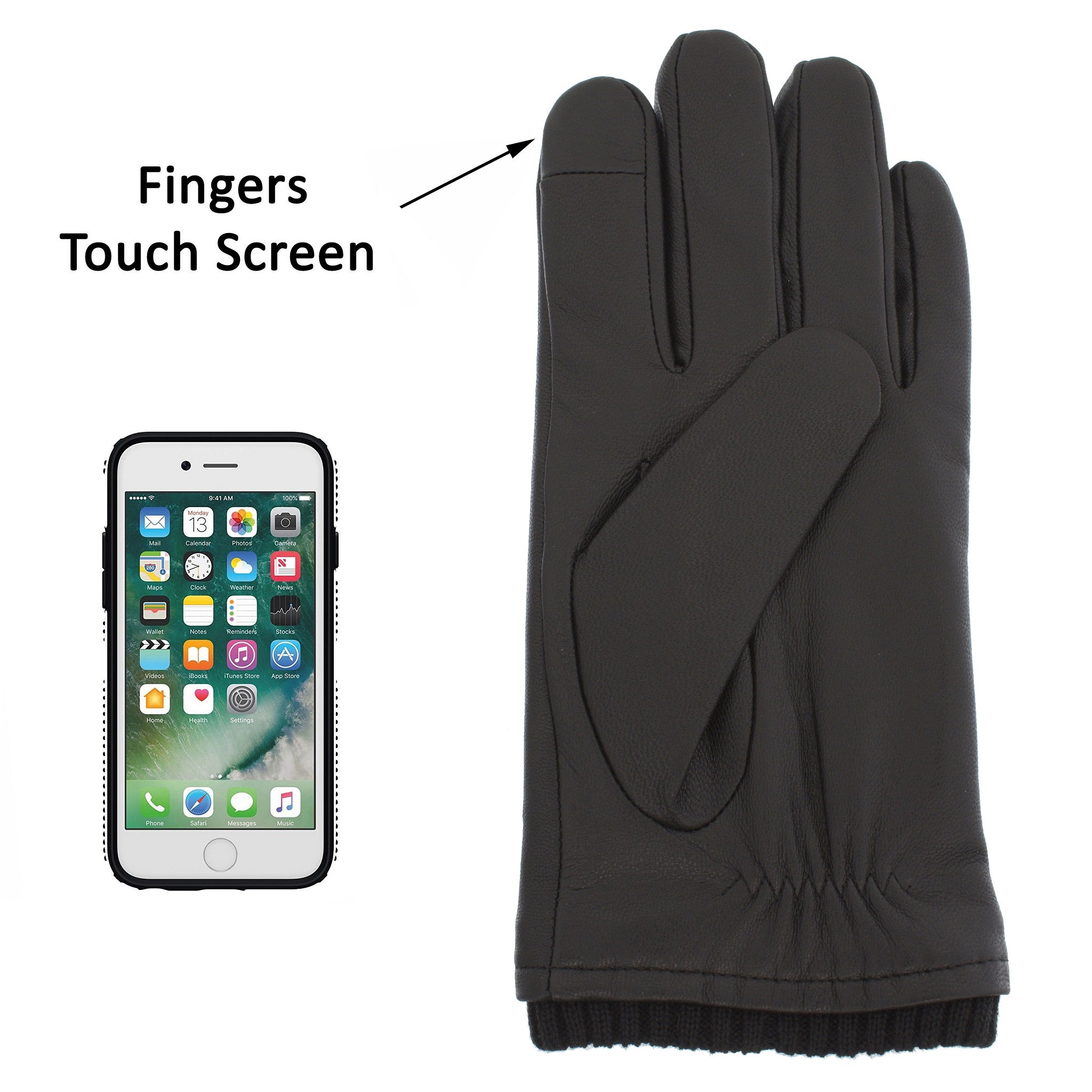 Nicci Mens - Goatskin Leather Glove with Knit Cuff