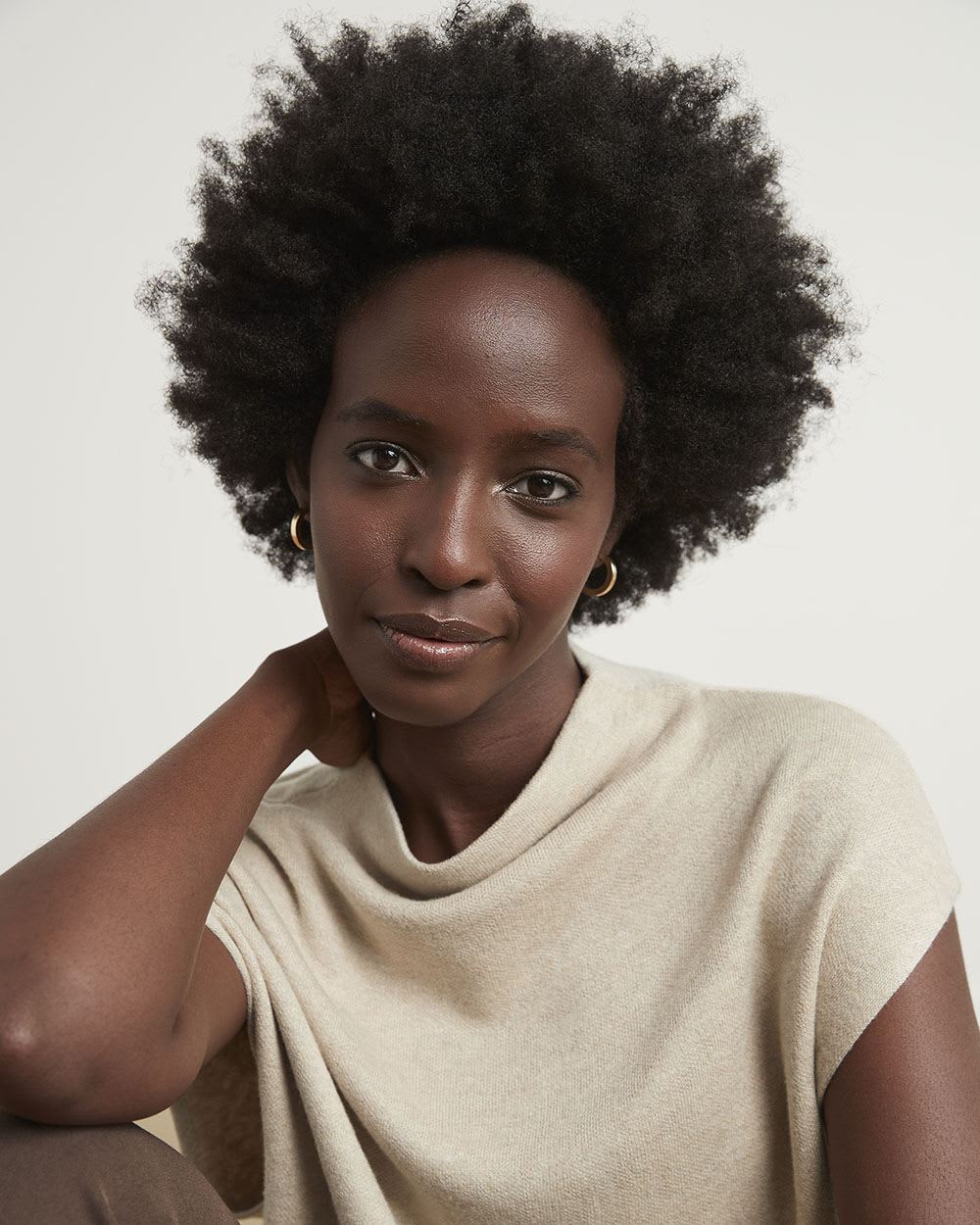 Sleeveless Funnel-Neck Sweater