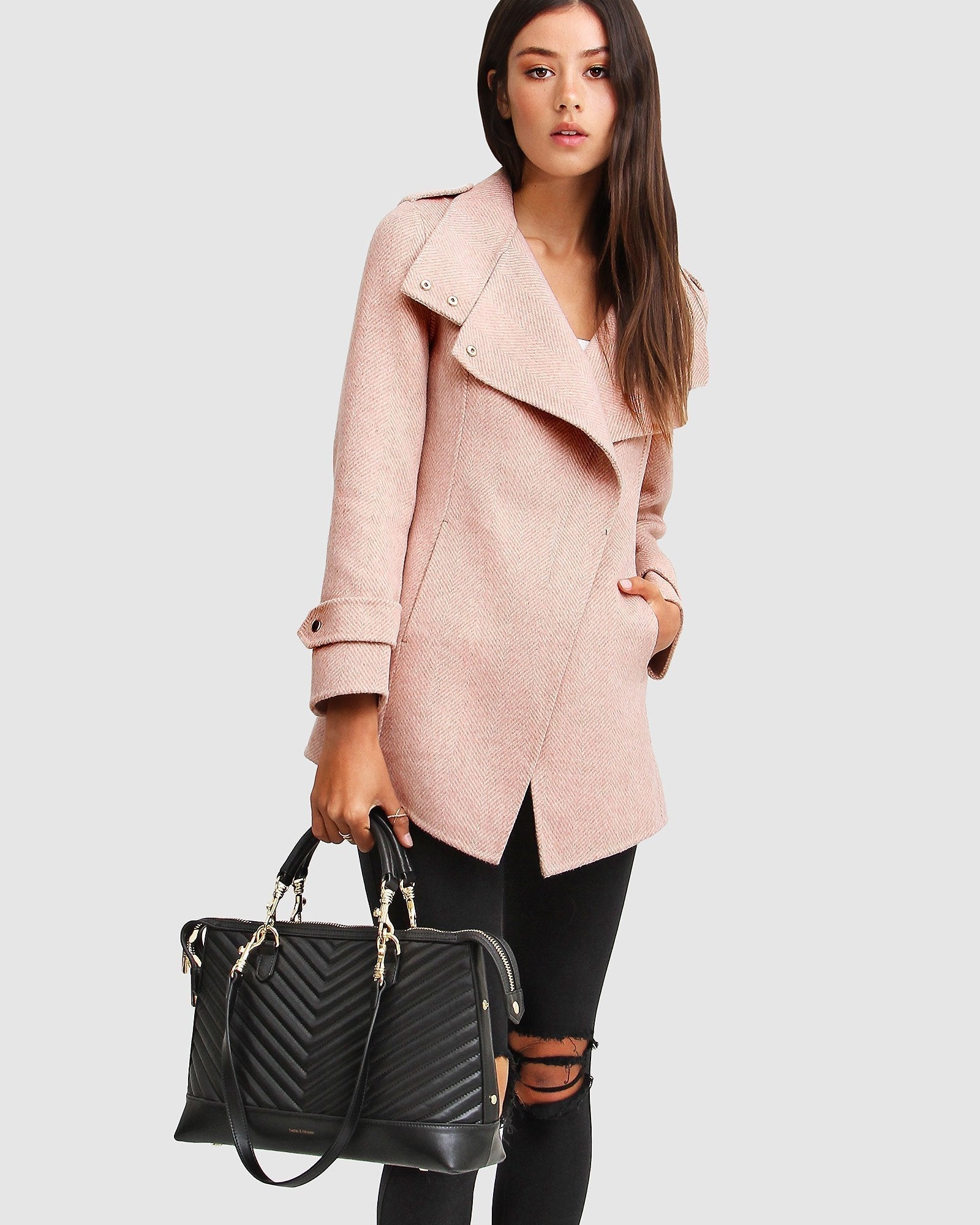 Belle & Bloom NEW FIT Bad Girl Wool Blend Moto Coat