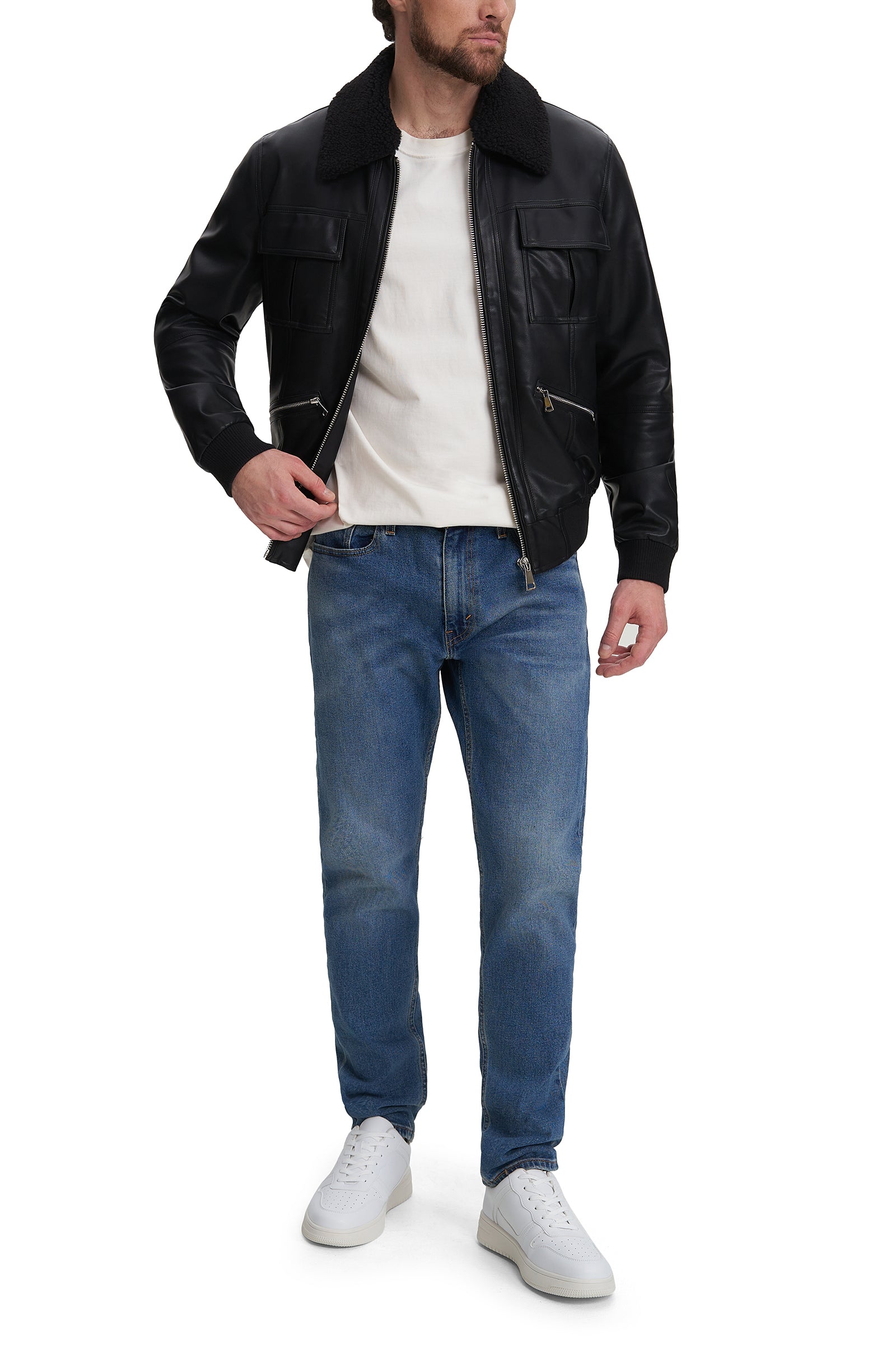 Noize - Kash Short Leather Bomber