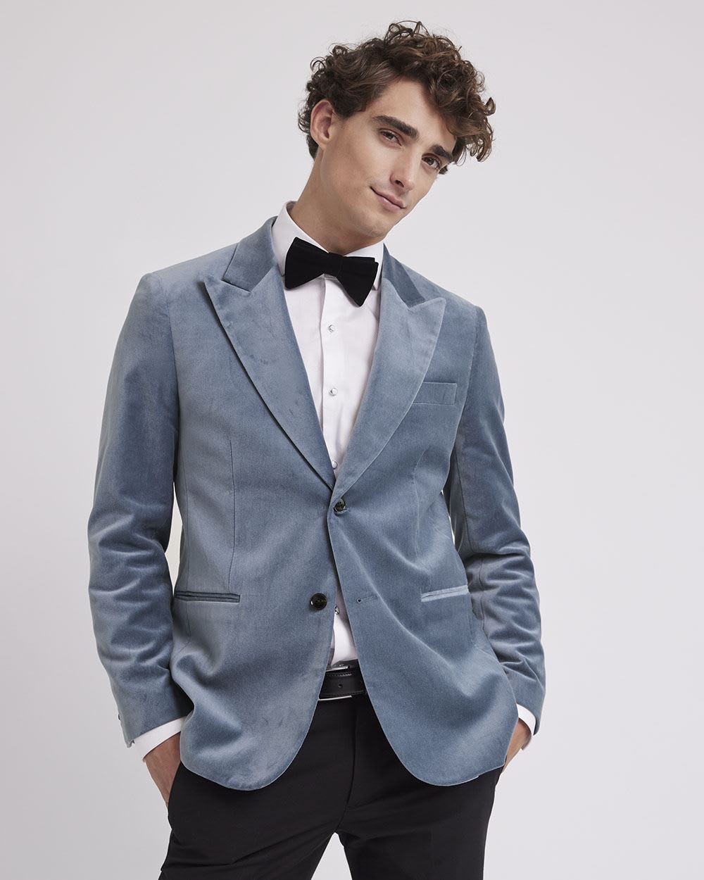 Tailored-Fit Velvet Suit Blazer