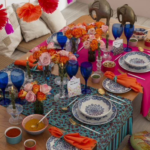 Oxford Coup Blue Indian 20 Pieces Dinnerware Set Service for 4