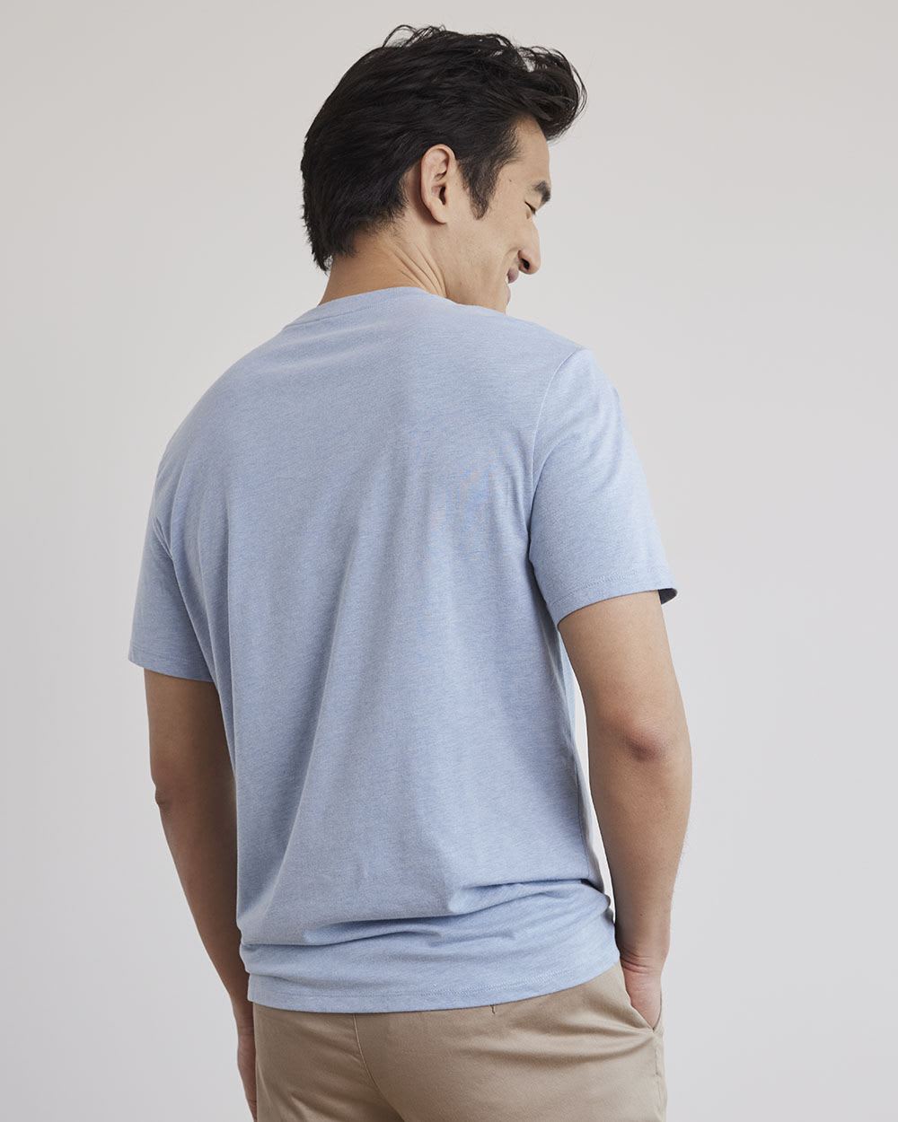 Solid Short-Sleeve Crew-Neck Tee with Chest Pocket