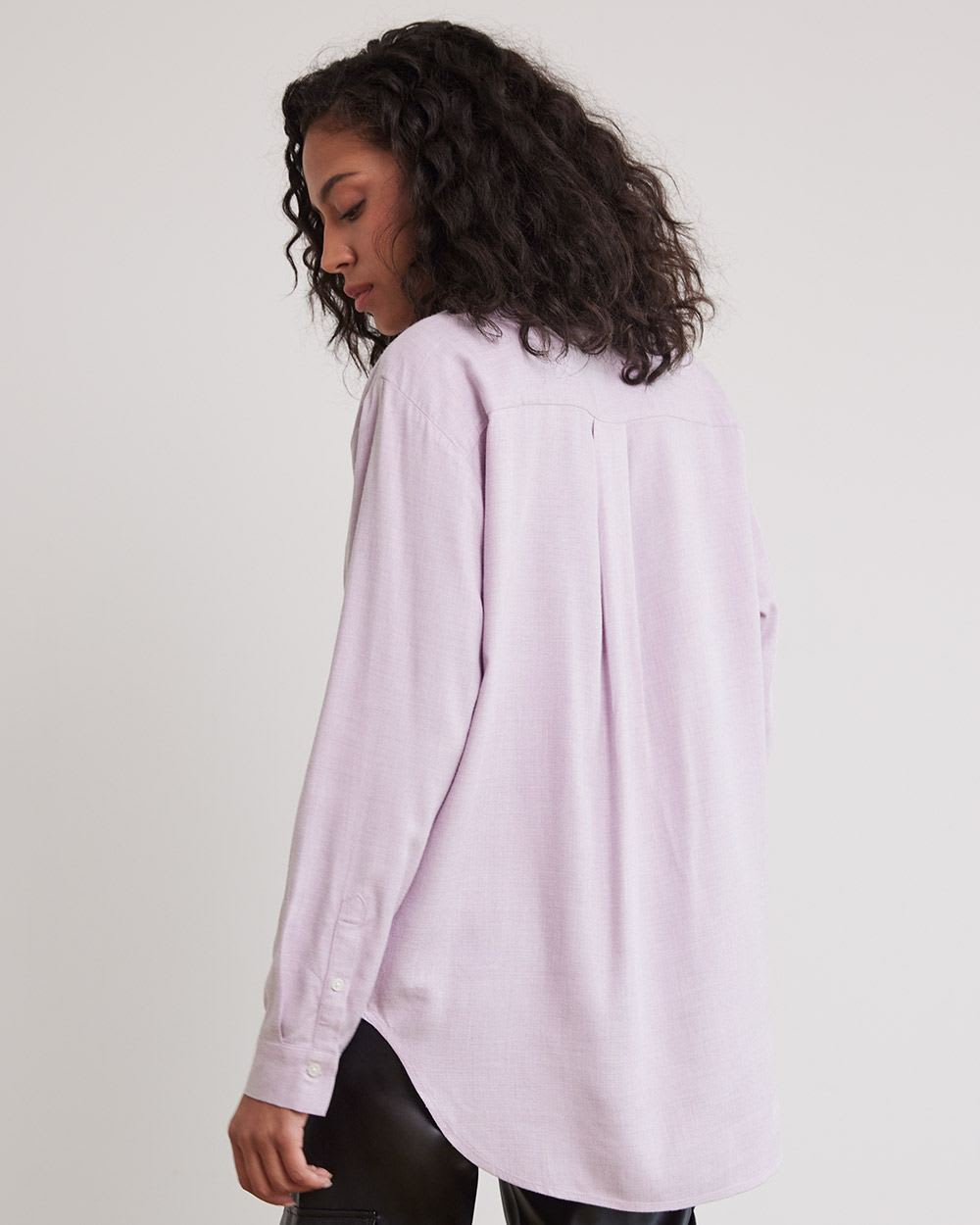 Long-Sleeve Buttoned-Down Brushed Twill Blouse