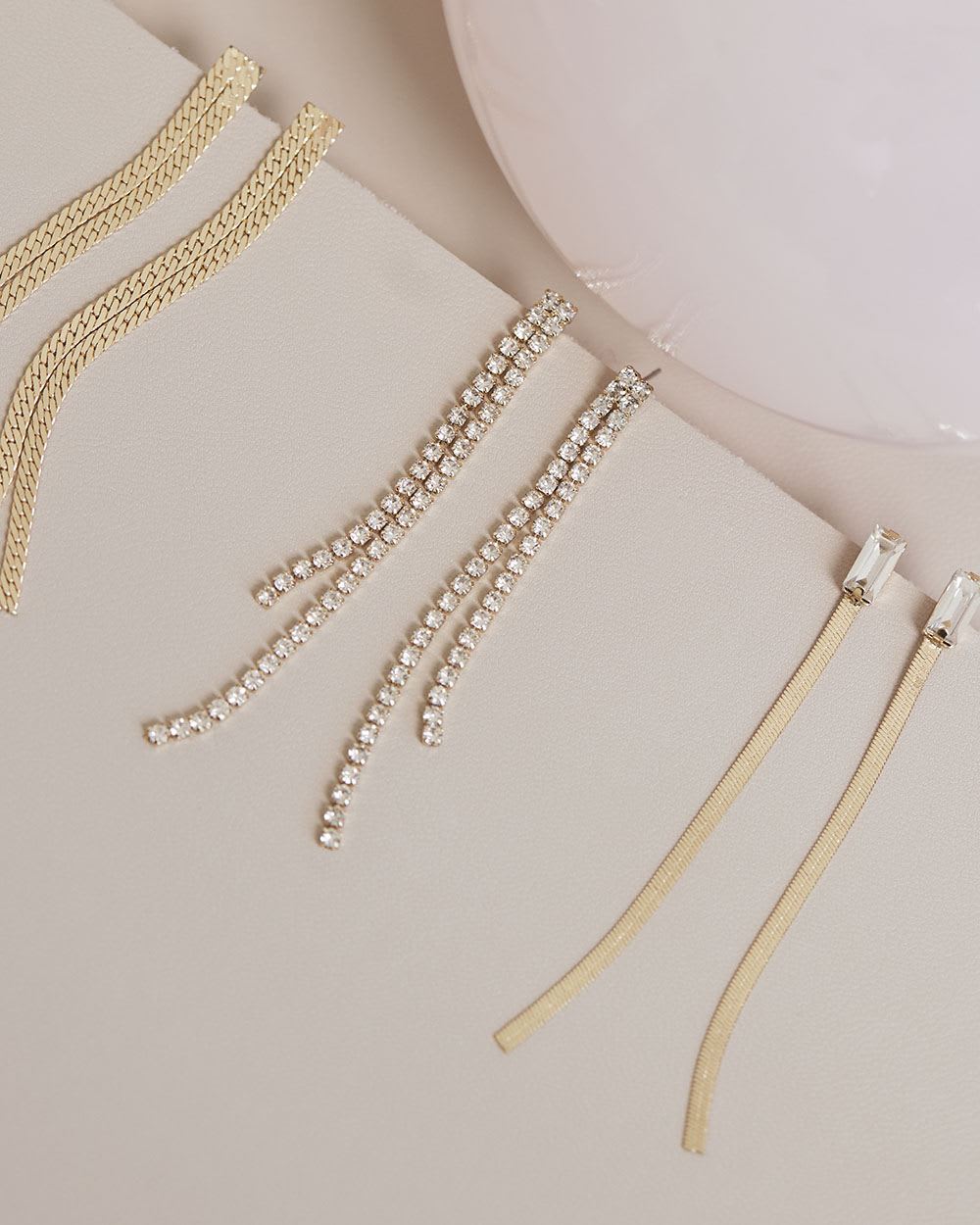 Earrings with String Pendants, 3 Pairs