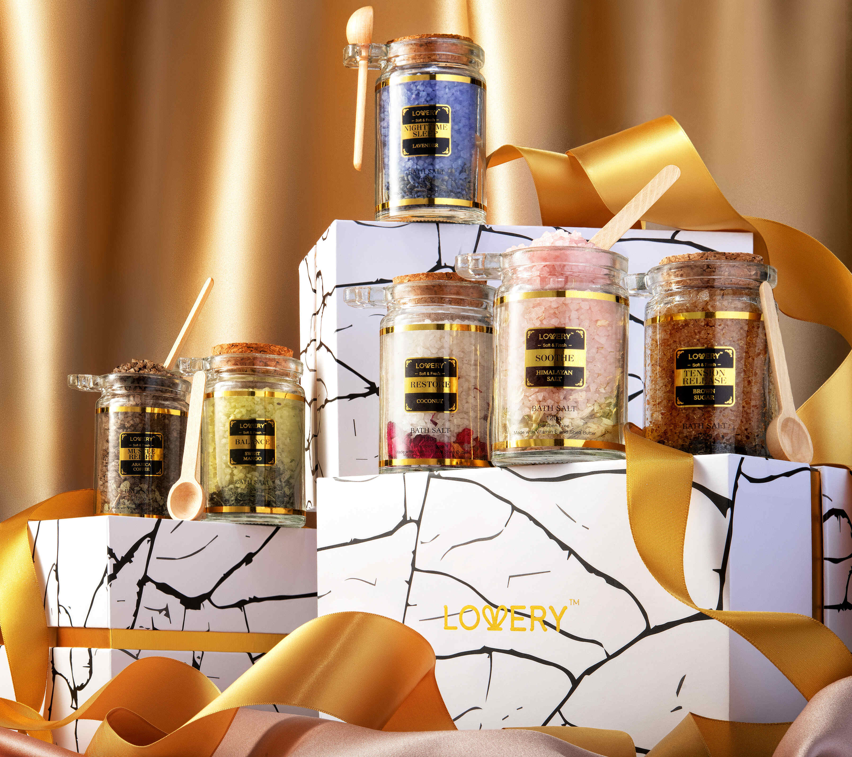 Lovery Bath Salts Gift Set With Natural Hers And Essentail Oils, 13 Piece