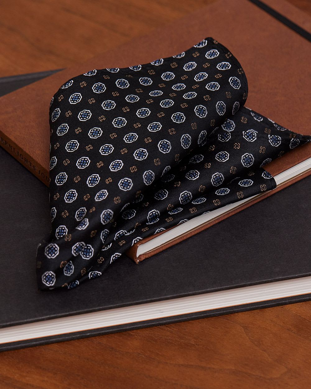 Black Handkerchief with Geometric Pattern
