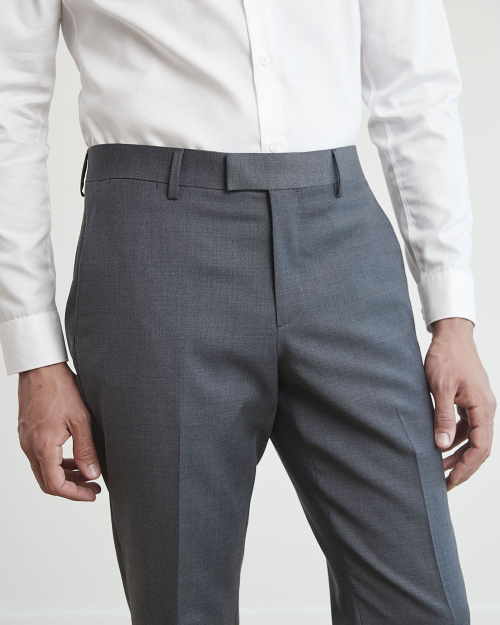 Tailored-Fit Dark Grey Wool Suit Pant