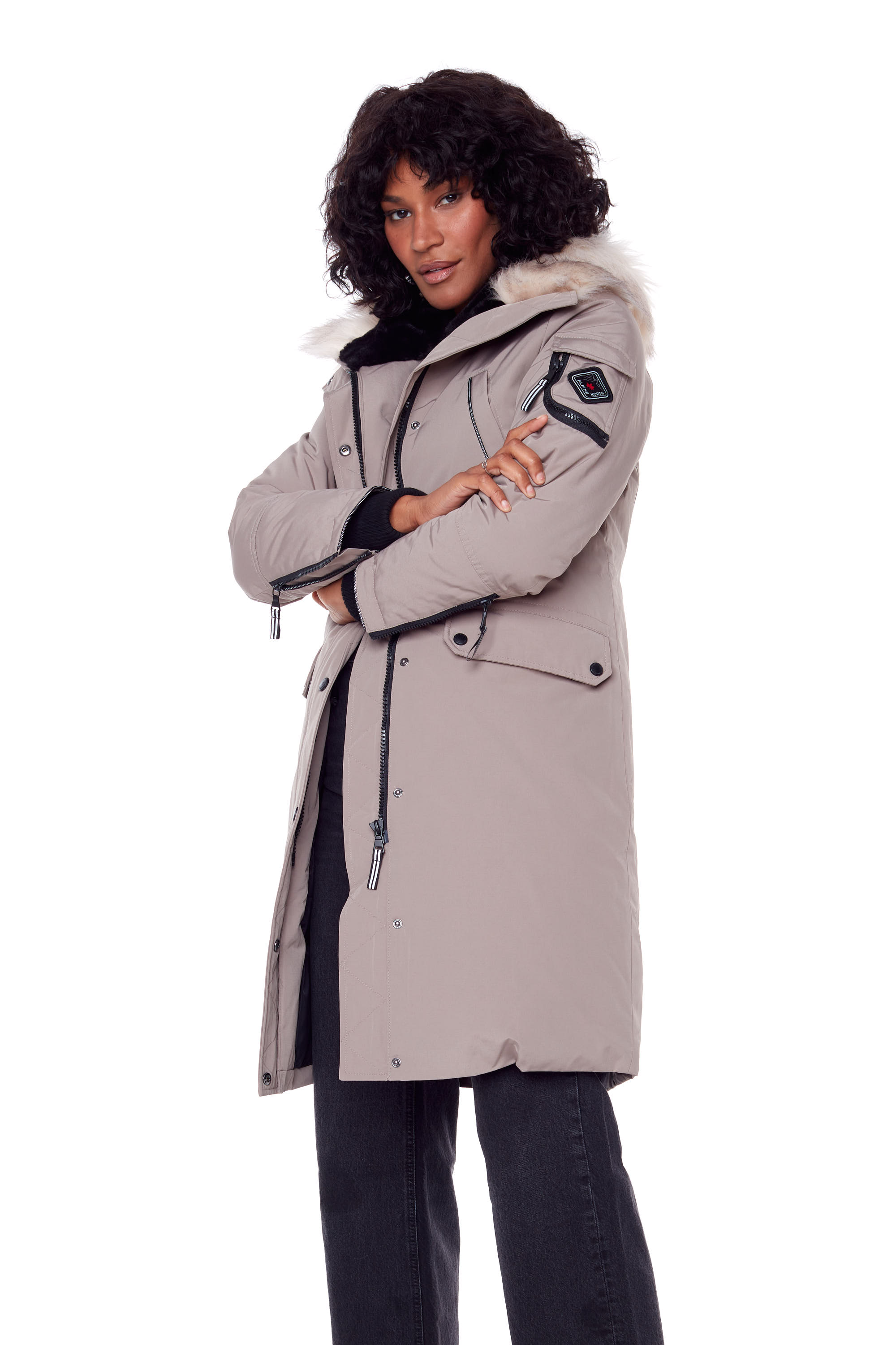 Alpine North Women's Vegan Down Recycled Long Parka Winter with Faux Fur Hood