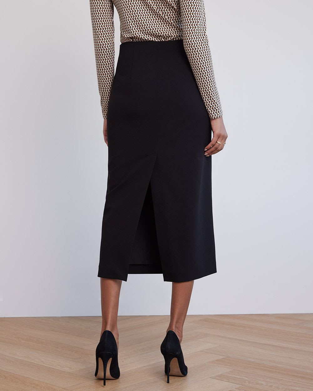 Twill Pencil Midi Skirt