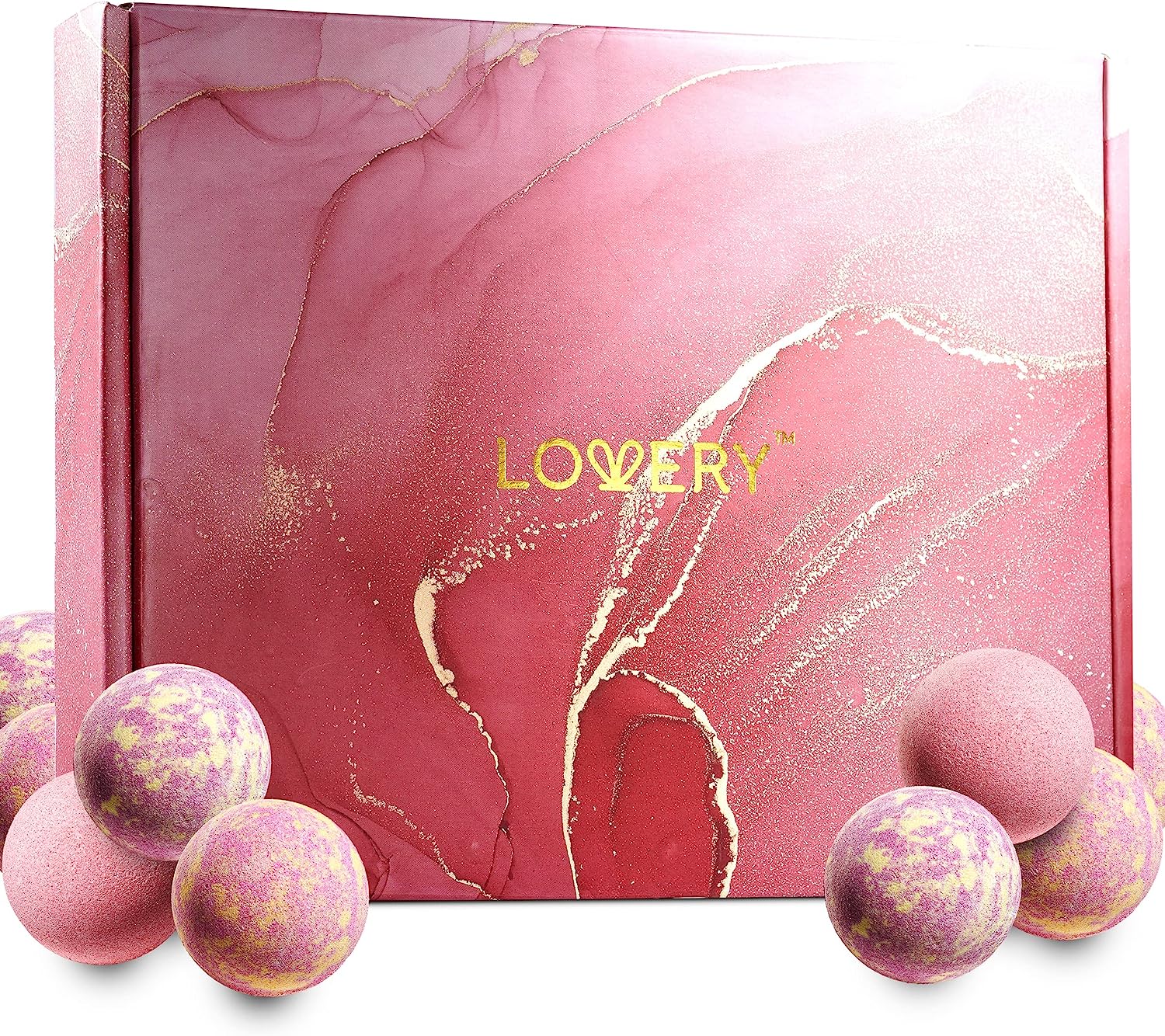 Lovery Handmade Bath Bomb Gift Set, 30pc Bubble Bath Fizzy In Rose Petal, Jasmine, Grapefruit Scents