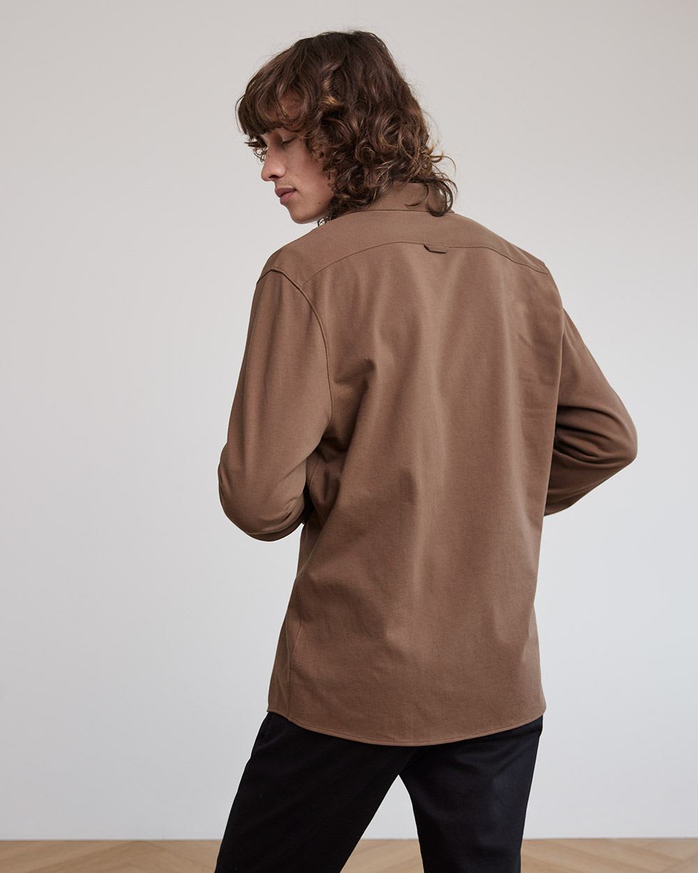 Long-Sleeve Piqué Cotton Shirt