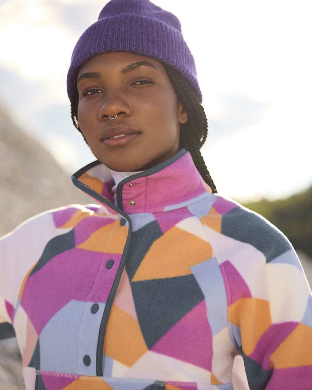 Long-Sleeve Polar Fleece Pullover with Snaps, Hyba