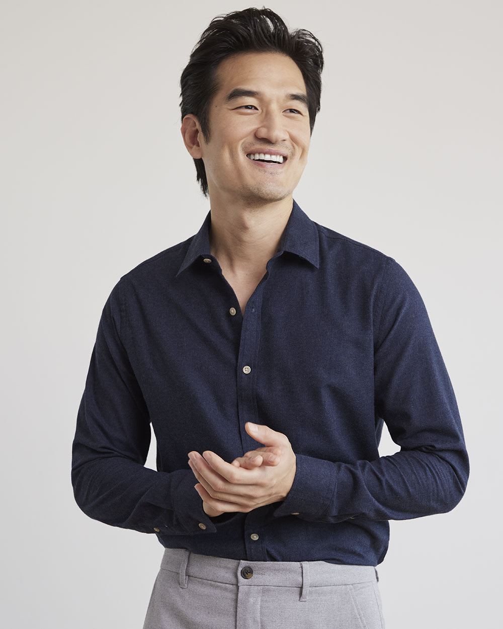 Slim-Fit Solid Flannel Shirt