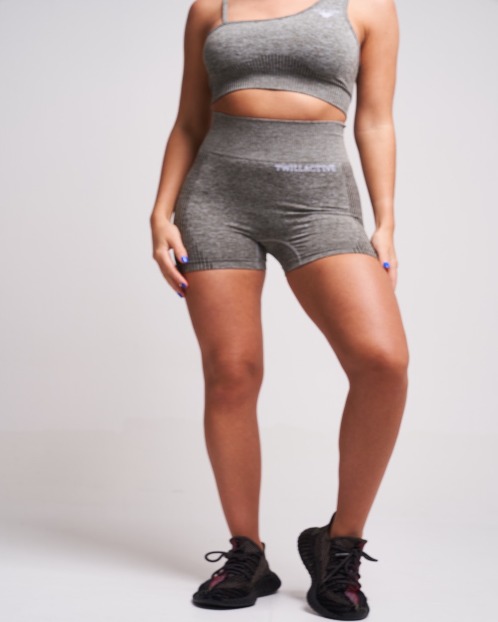 Twill Active - Fortel Recycled Ruched Booty Shorts - Petrol Marl