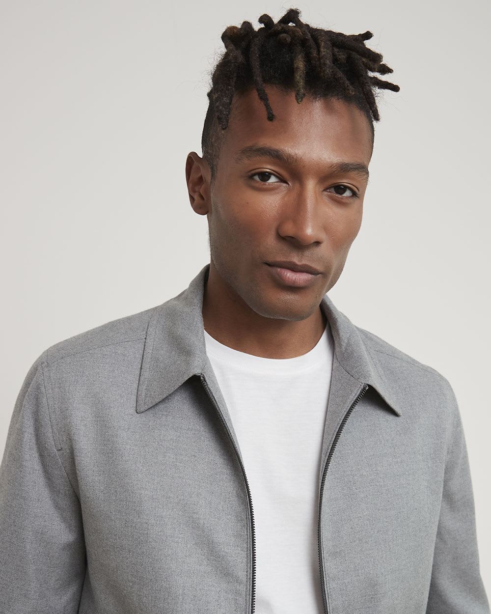 Bomber Jacket with Shirt Collar