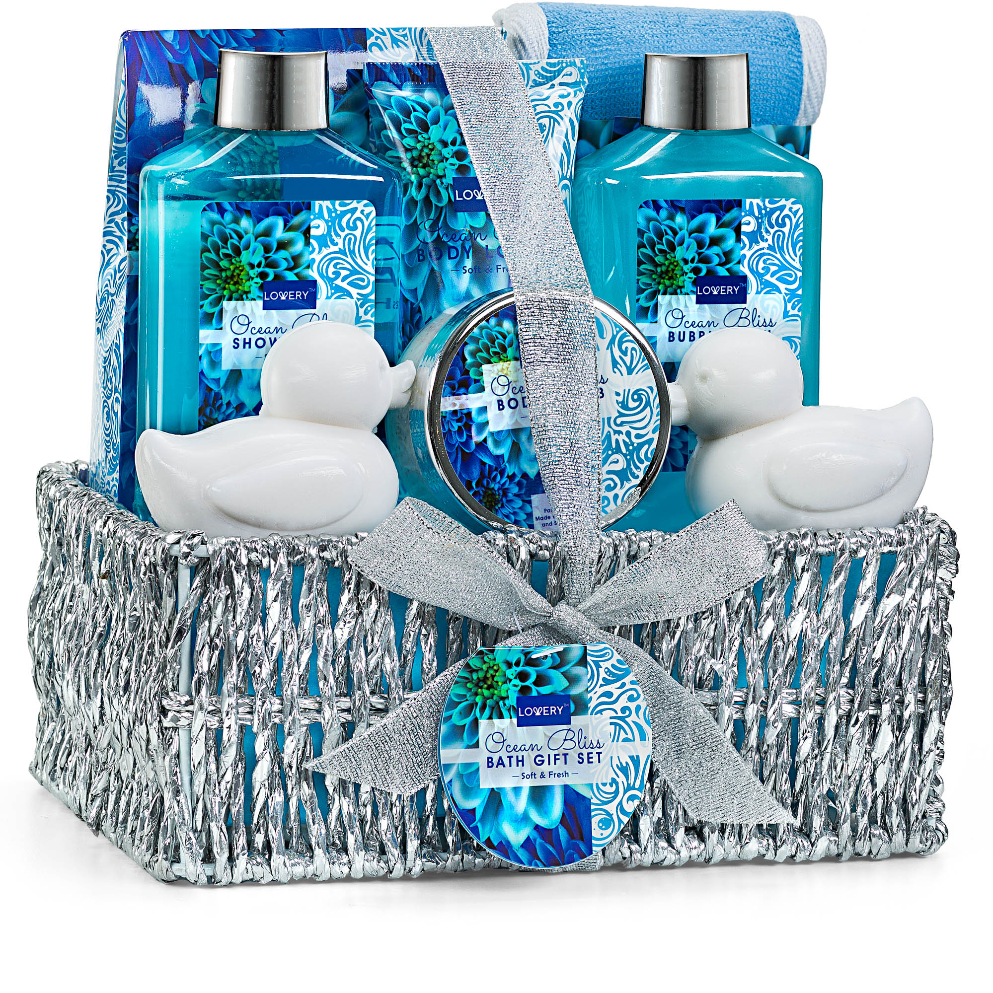 Lovery Home Spa Gift Basket In Heavenly Ocean Bliss Scent - 9pc Set