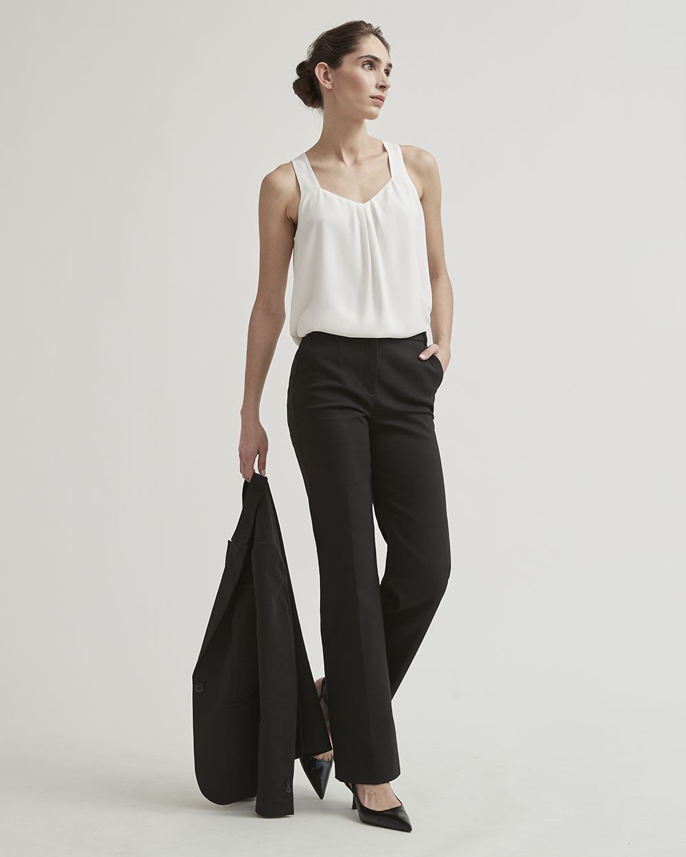 Black High Density High-Waist Wide Leg Signature Pant