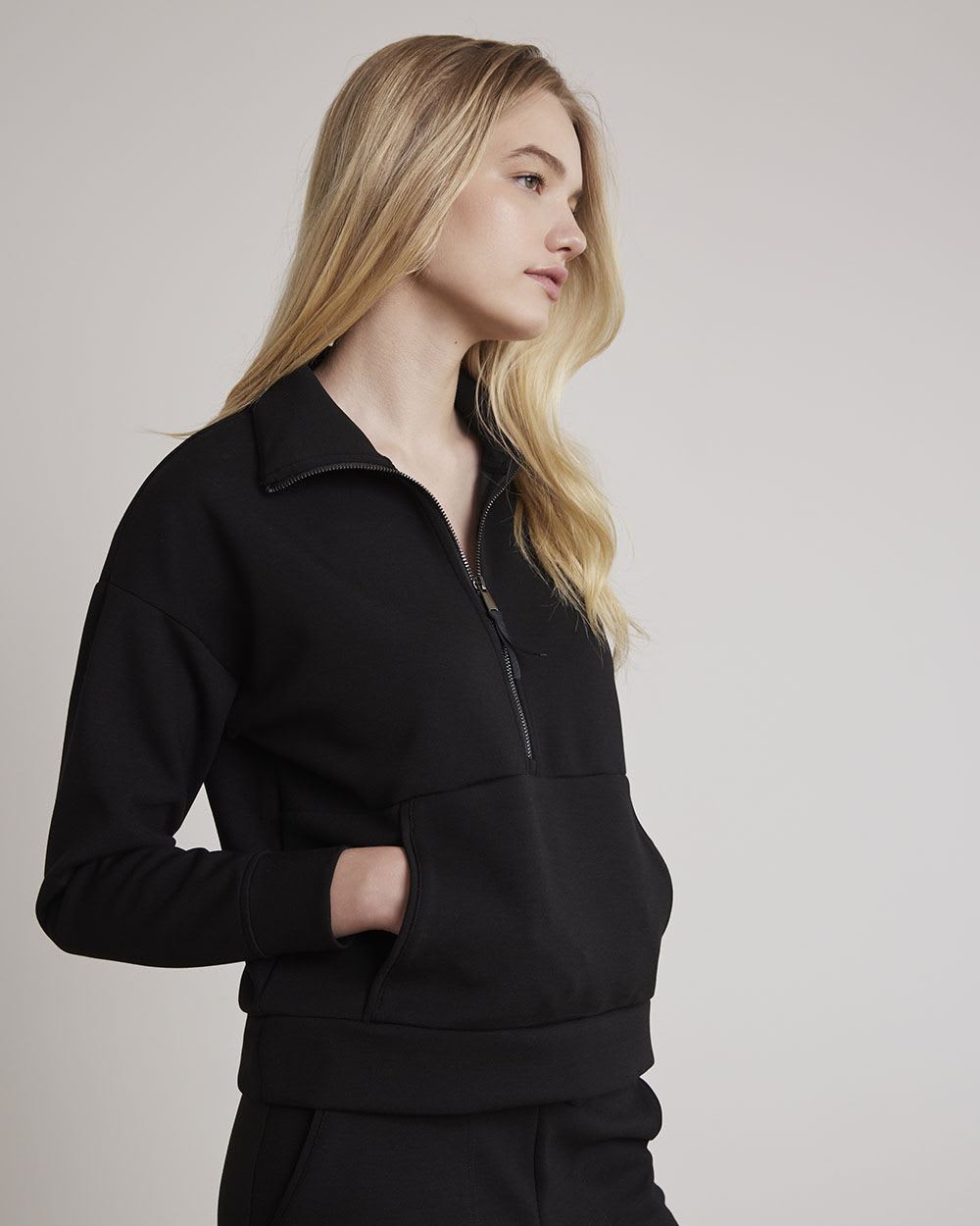 Half-Zip Scuba Sweatshirt with Kangaroo Pocket