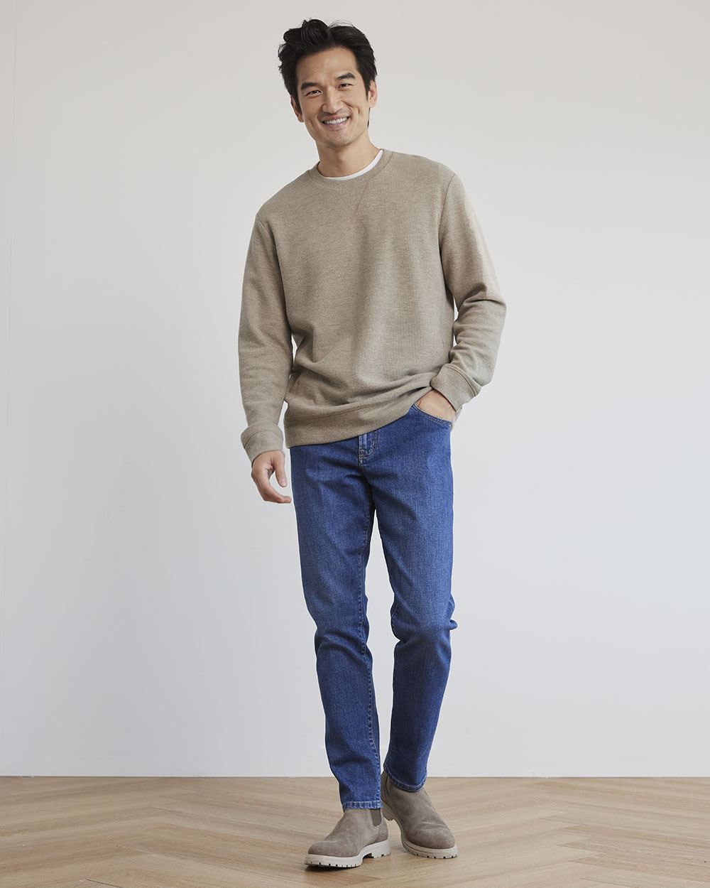 Crew-Neck Waffled-Knit Pullover