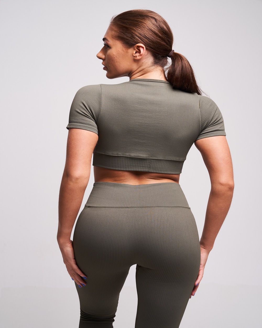 Twill Active - Fina Recycled Rib Criss Cross Crop Top - Petrol